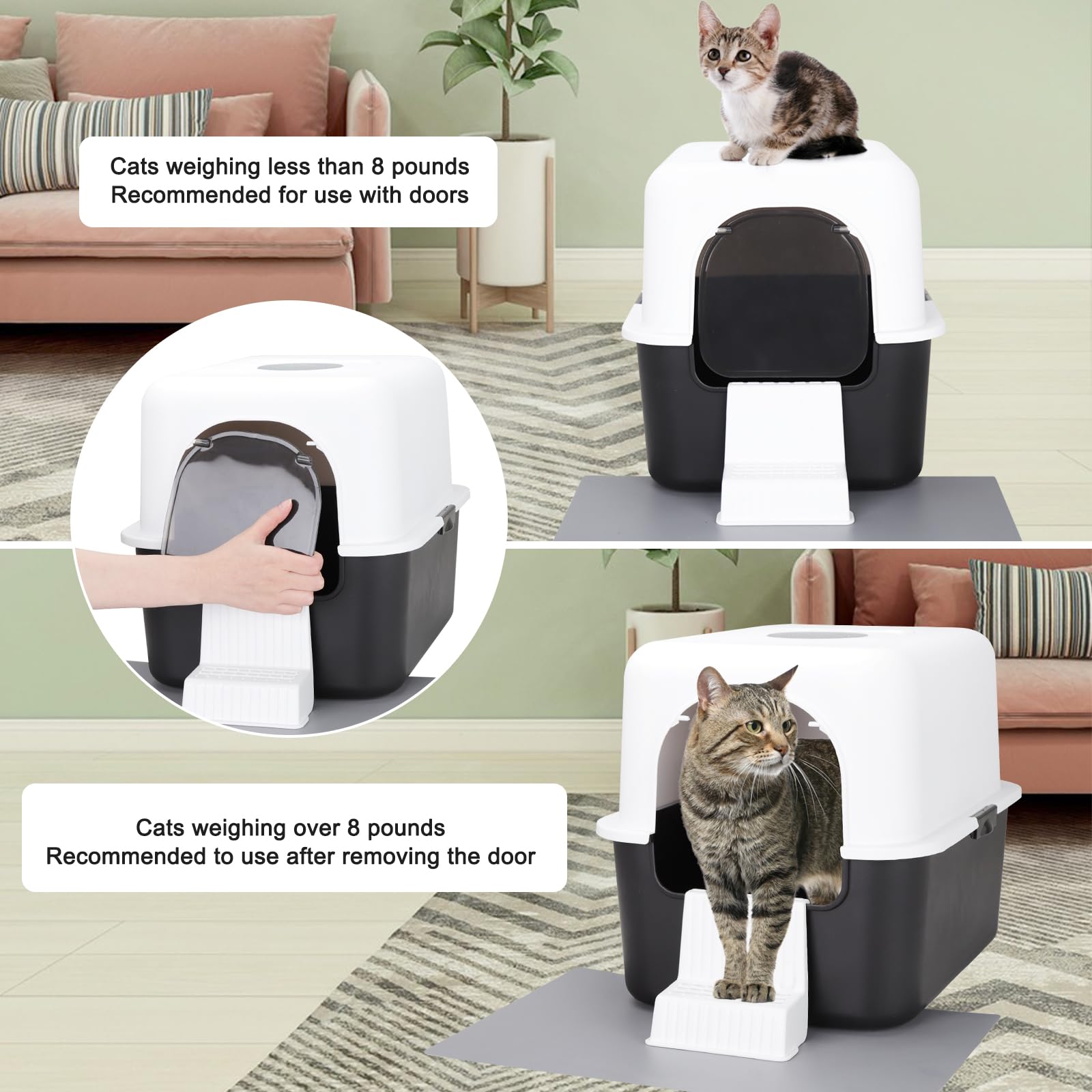 Sfozstra large-capacity box provides privacy and comfort for bigger cats.