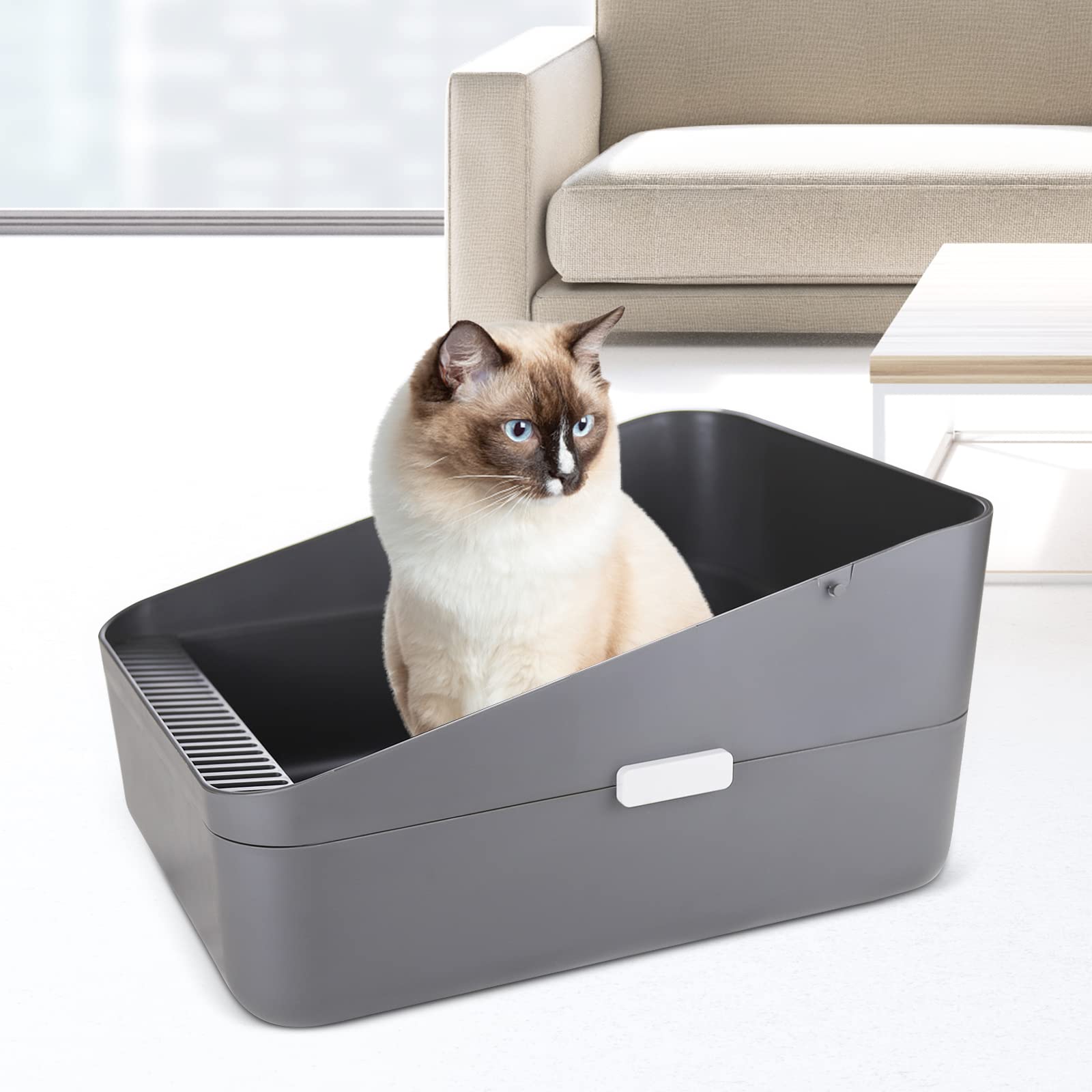 Sfozstra Cats Litter Box Low easy to disassemble for quick cleaning.