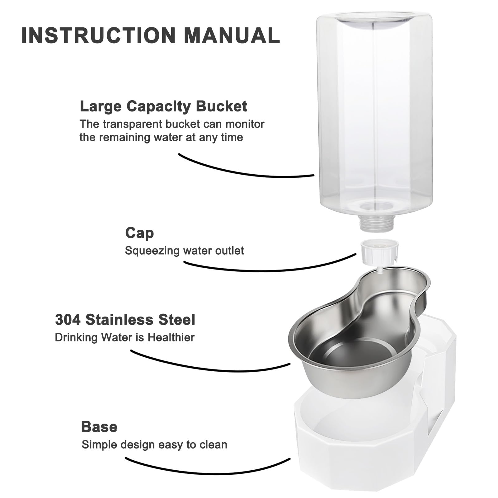 sfozstra dog water bowl dispenser stainless steel interior for odor-free, durable use