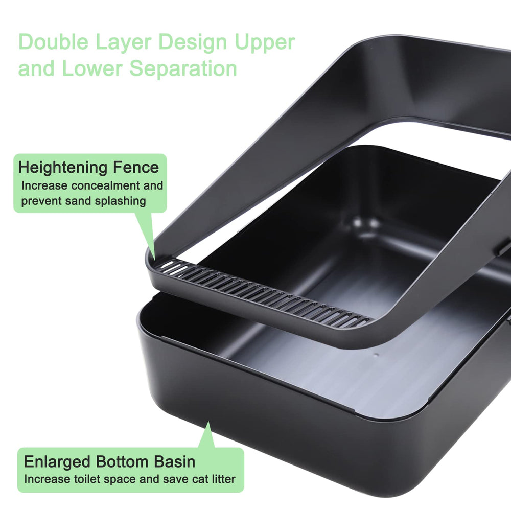 Sfozstra medium black litter box interior depth for comfortable digging.