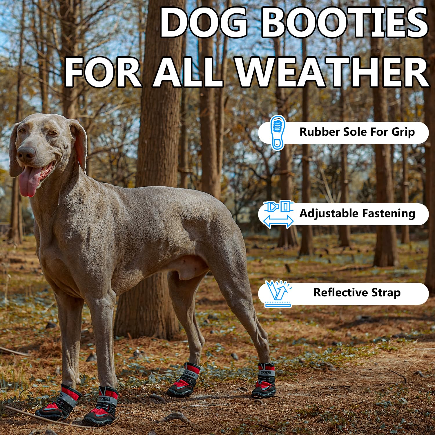 SGSPET Dog Boots reflective straps night visibility for safer evening walks