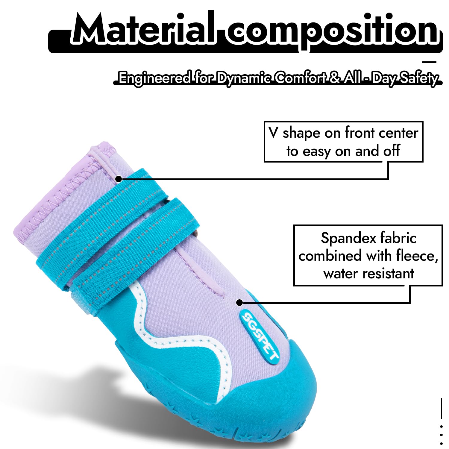 SGSPET dog shoes blue four-pack set for dogs of any size