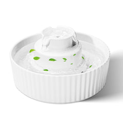 SgurFin ceramic cat fountain front view highlights easy-clean porcelain surface for pet-safe hydration.