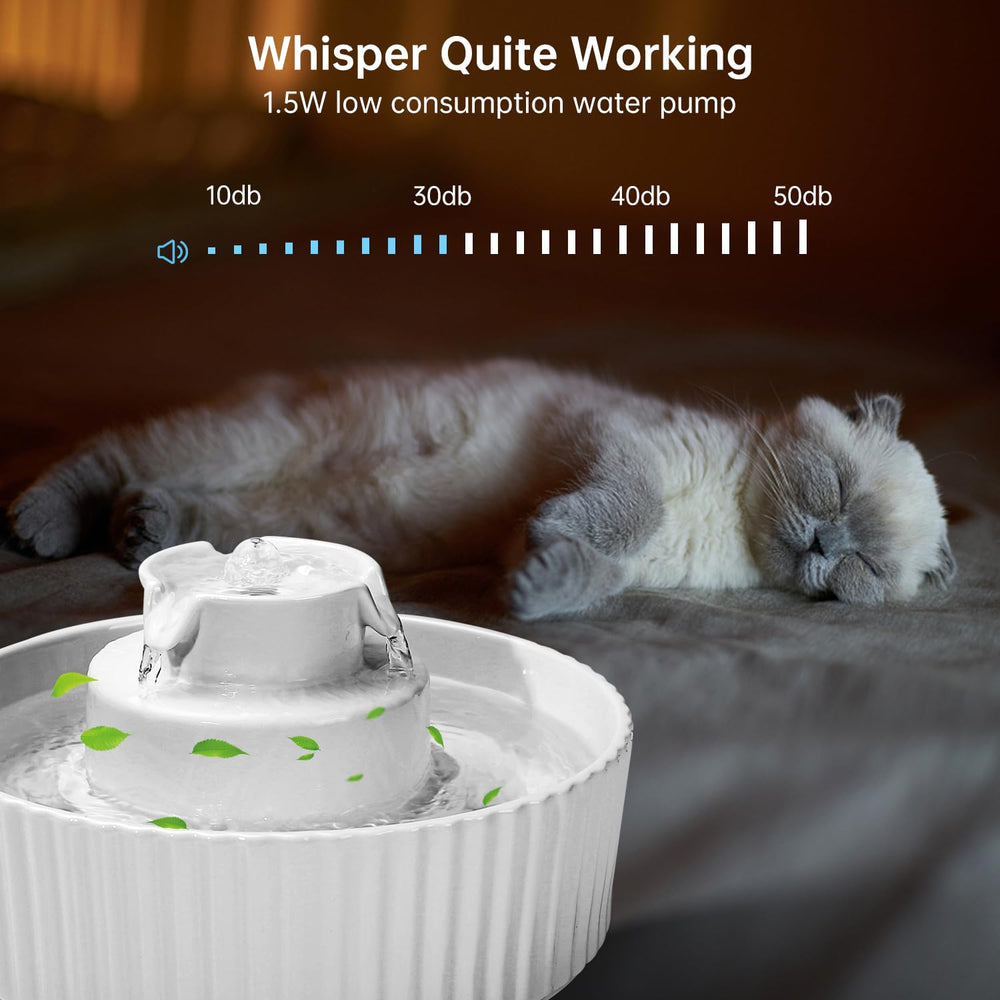 SgurFin ceramic fountain quiet pump operates under 30 dB for peaceful nights.