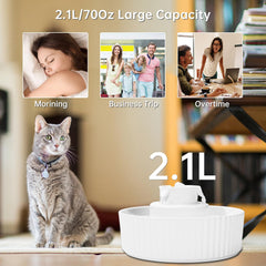 SgurFin ceramic cat fountain top drip showcases flowing water for thirst-quenching fun.