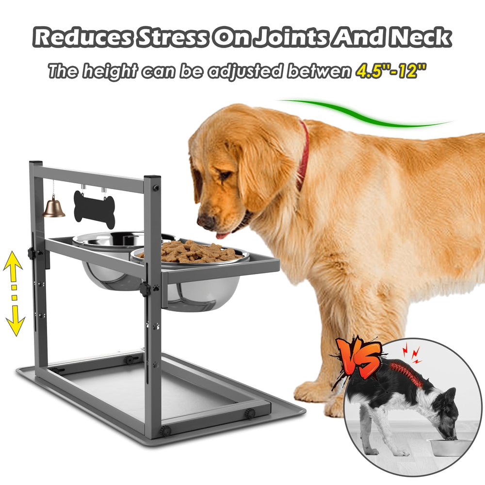 SHAINFUN two 1700ml stainless steel bowls for ample pet meals.
