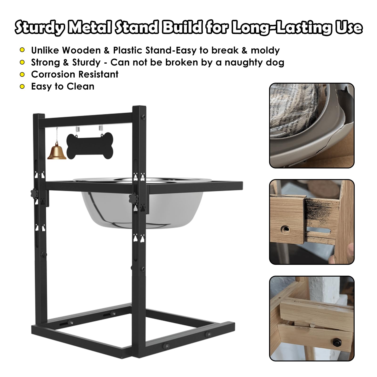 SHAINFUN adjustable-height-dog-water-stand allows height from 10 to 17.8 inches.