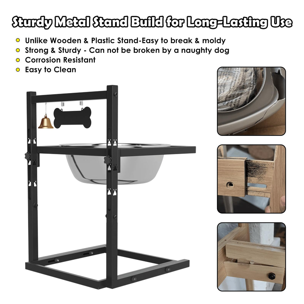 SHAINFUN adjustable-height-dog-water-stand allows height from 10 to 17.8 inches.