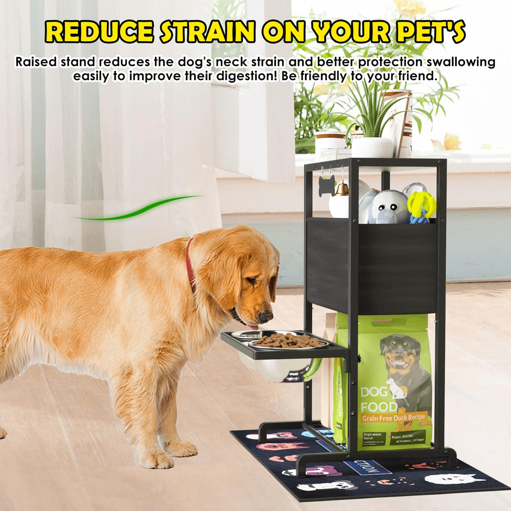 SHAINFUN elevated dog bowls height adjustment highlights easy reach for growing dogs.