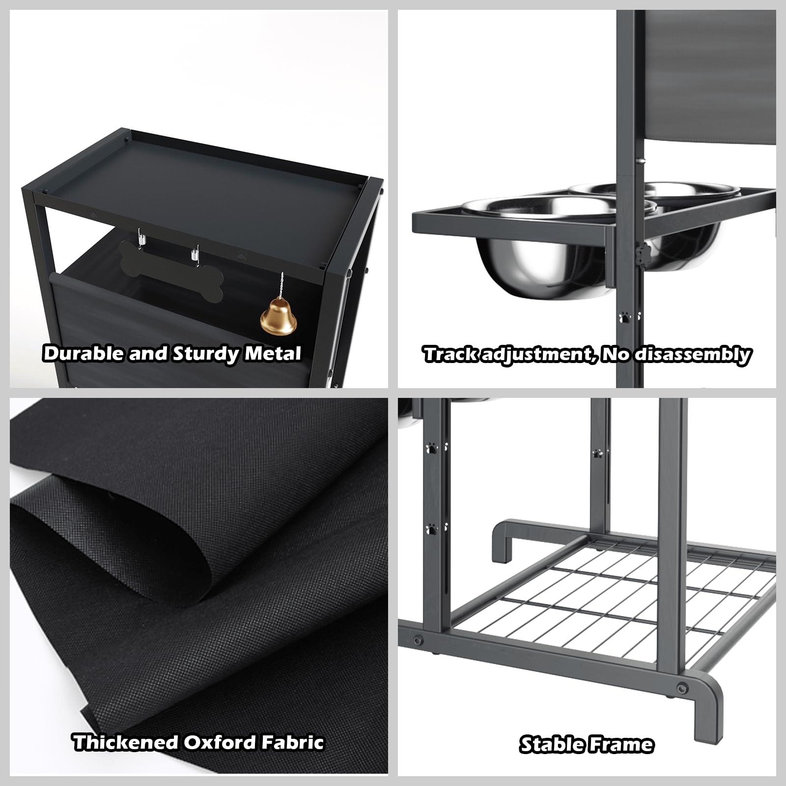 SHAINFUN elevated dog bowls metal frame close-up reveals sturdy, stable construction.