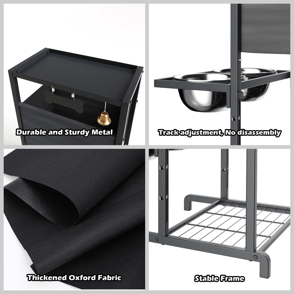 SHAINFUN elevated dog bowls metal frame close-up reveals sturdy, stable construction.
