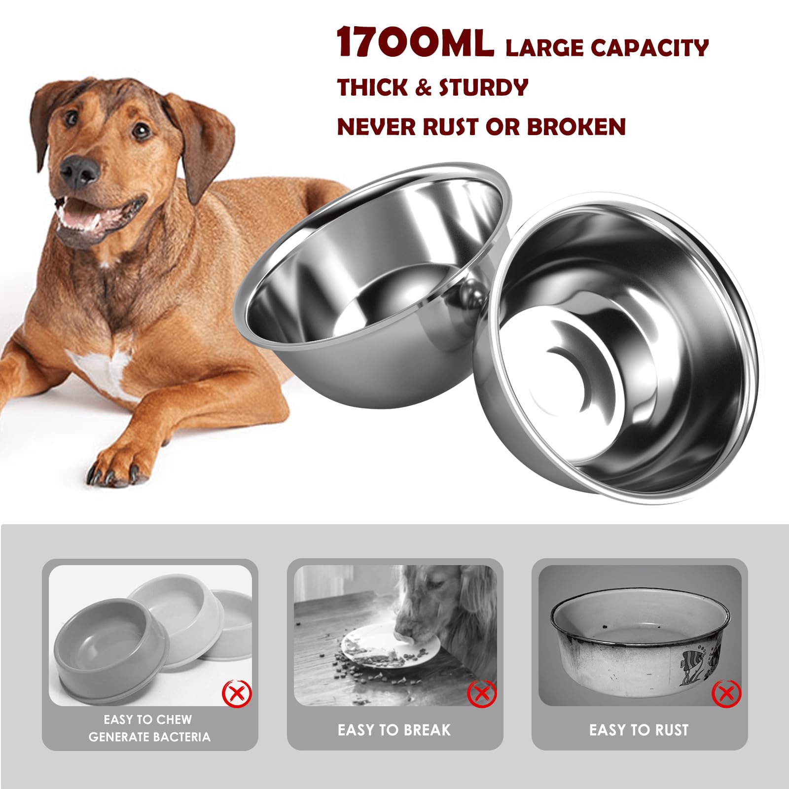 SHAINFUN stable metal stand resists tipping while your dog eats.