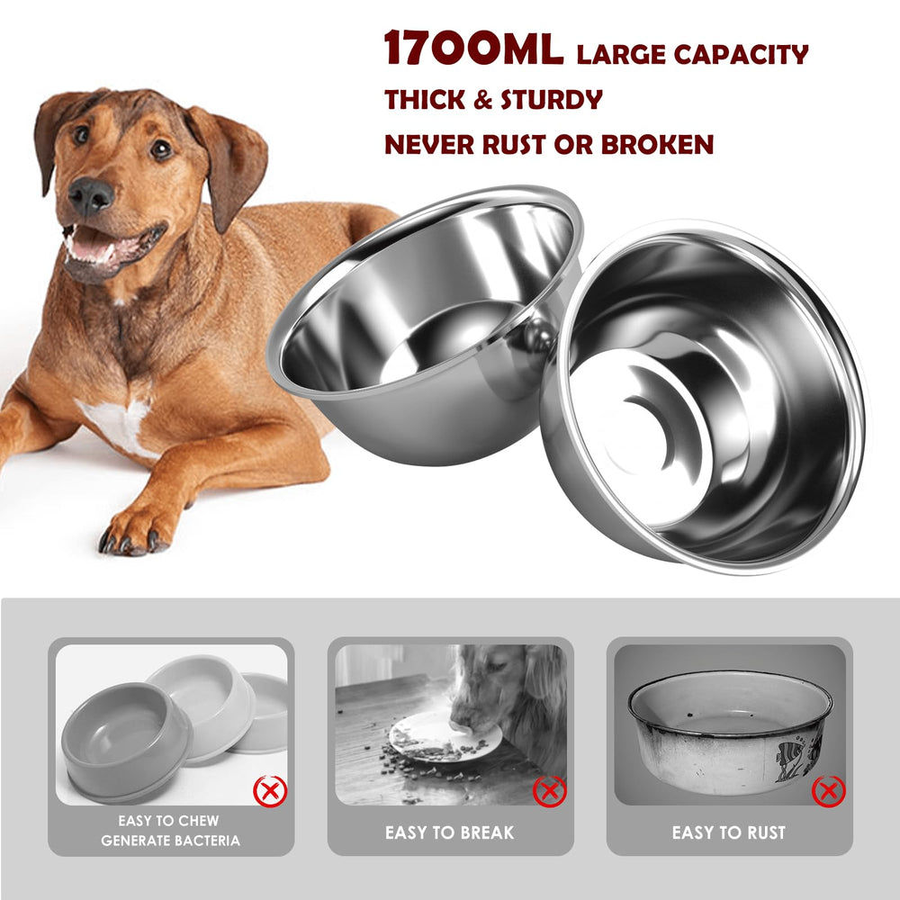SHAINFUN stable metal stand resists tipping while your dog eats.
