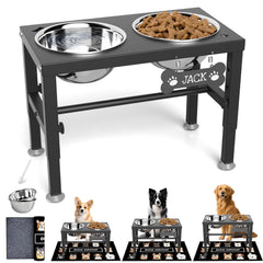 SHAINFUN elevated dog bowls with stand show adjustable height for medium and large dogs for comfortable meals.
