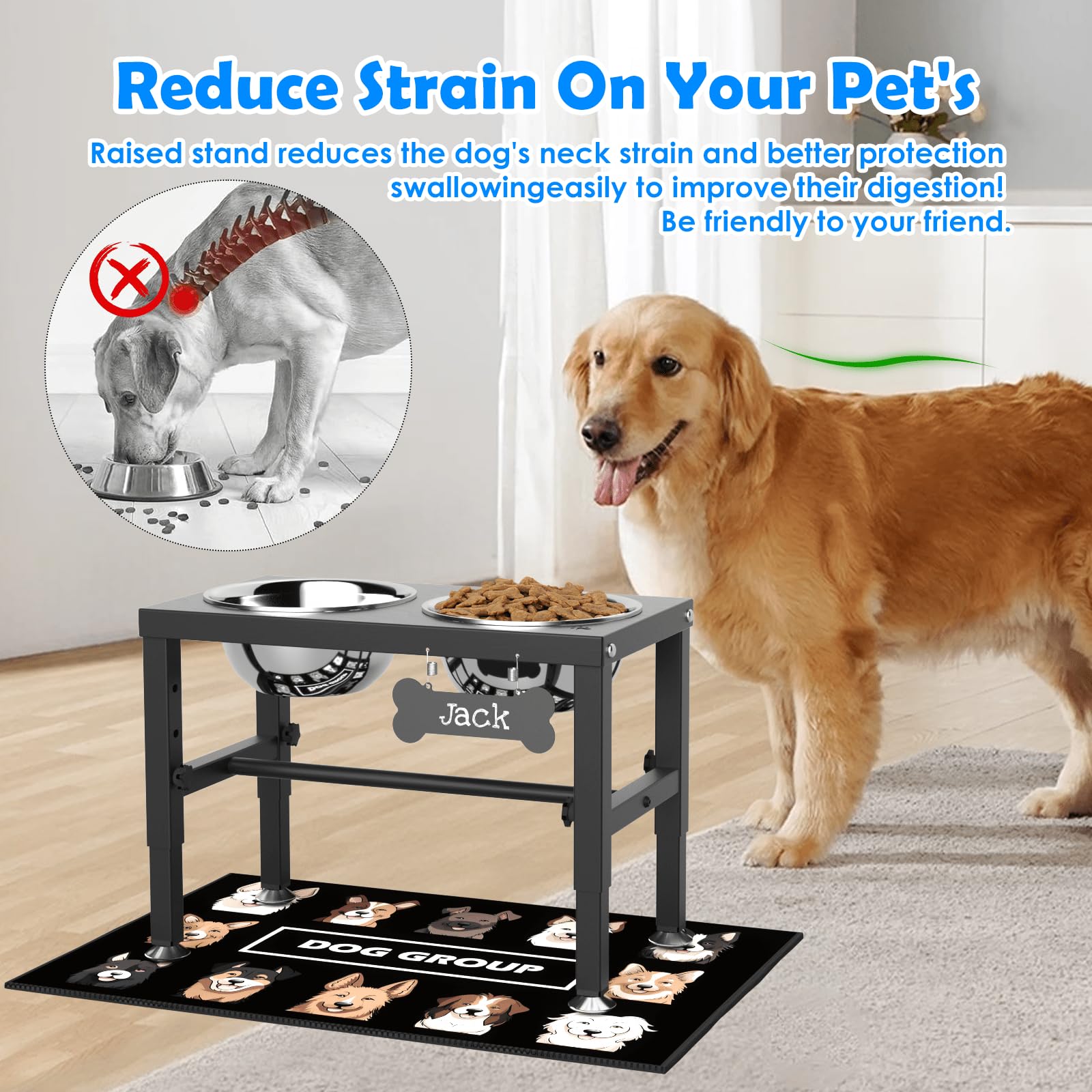 SHAINFUN spill-proof mat supports bowls and protects floors from mess.
