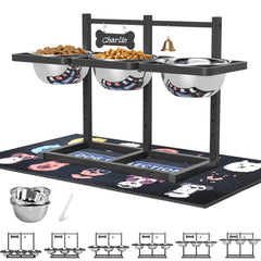 SHAINFUN elevated dog bowls stand set up for multi-dog feeding