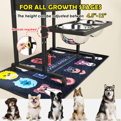 SHAINFUN elevated dog bowls storage shelf emphasizes convenient place for bowls and snacks.
