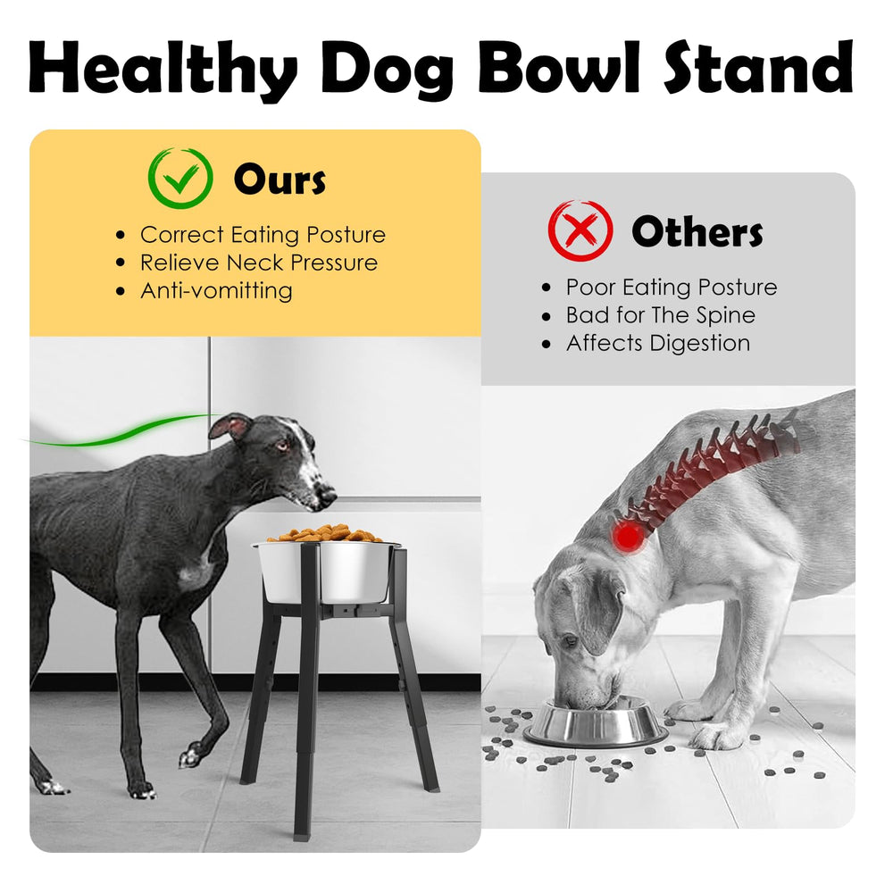 SHAINFUN Raised Dog Bowl Stand anti-tip design keeps bowls steady during meals.