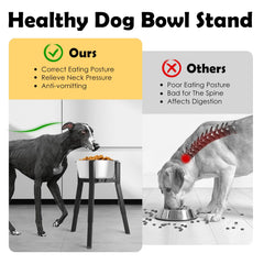 SHAINFUN Raised Dog Bowl Stand anti-tip design keeps bowls steady during meals.