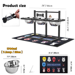 Three 58oz stainless bowls on SHAINFUN elevated stand