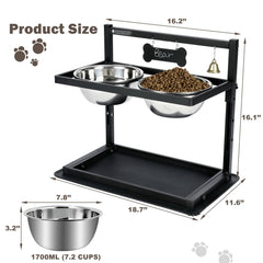 SHAINFUN two stainless steel bowls provide durable, easy-clean feeding option