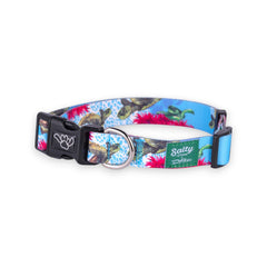 Shaka's Salty Paws mahi-mahi-sailfish collar features marine art for outdoor adventures.