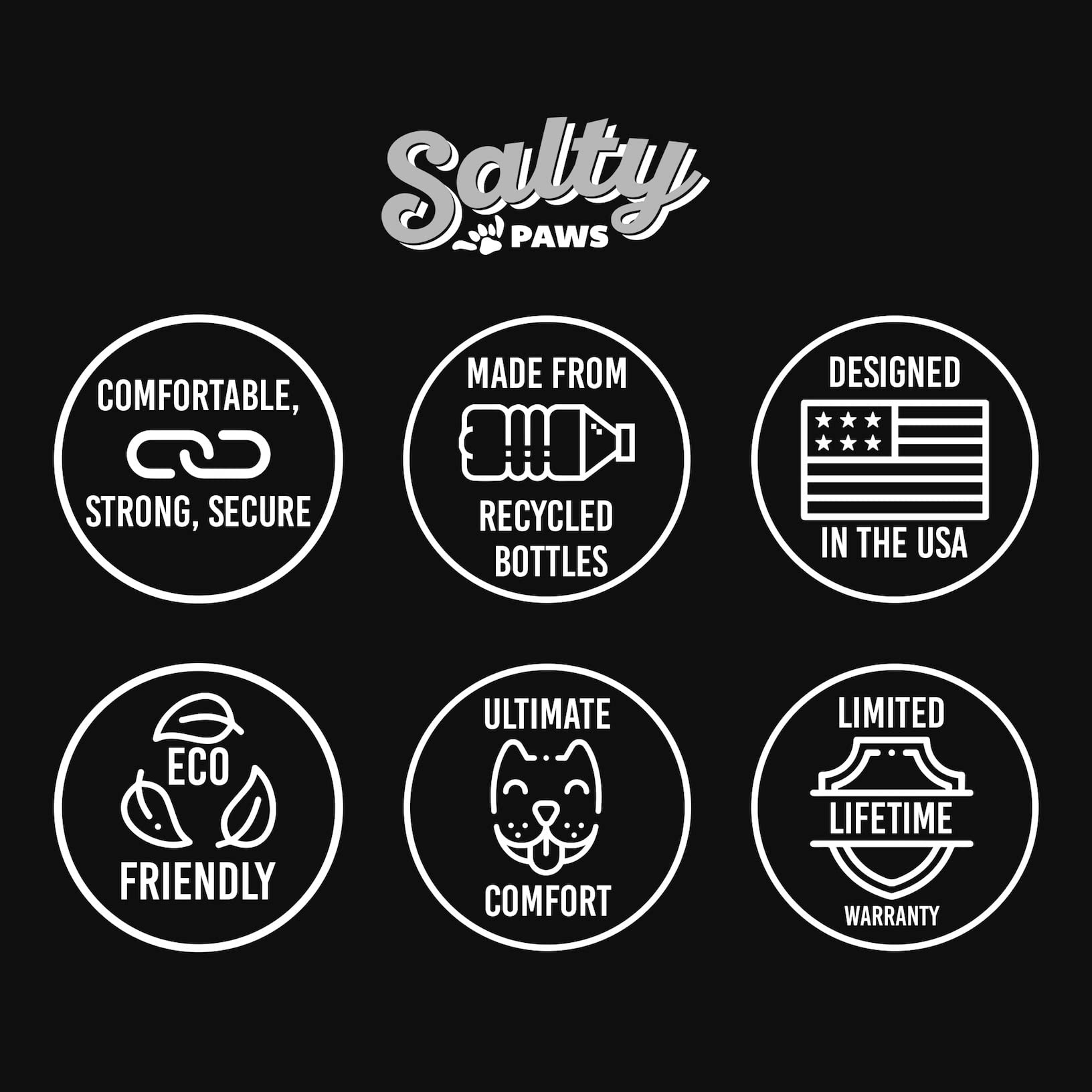 Shaka's Salty Paws medium-14-20-inch collar suits medium breeds for daily walks.