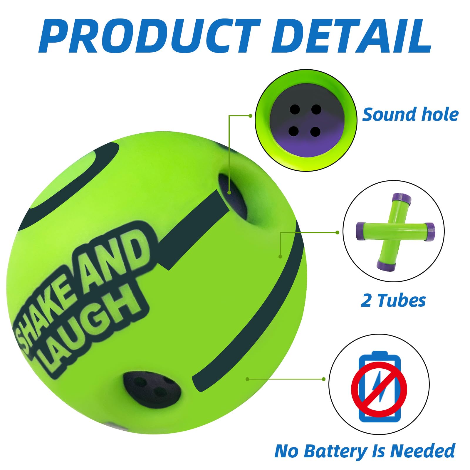 SHAKE AND LAUGH dog ball inside tubes reveals playful whistle sounds