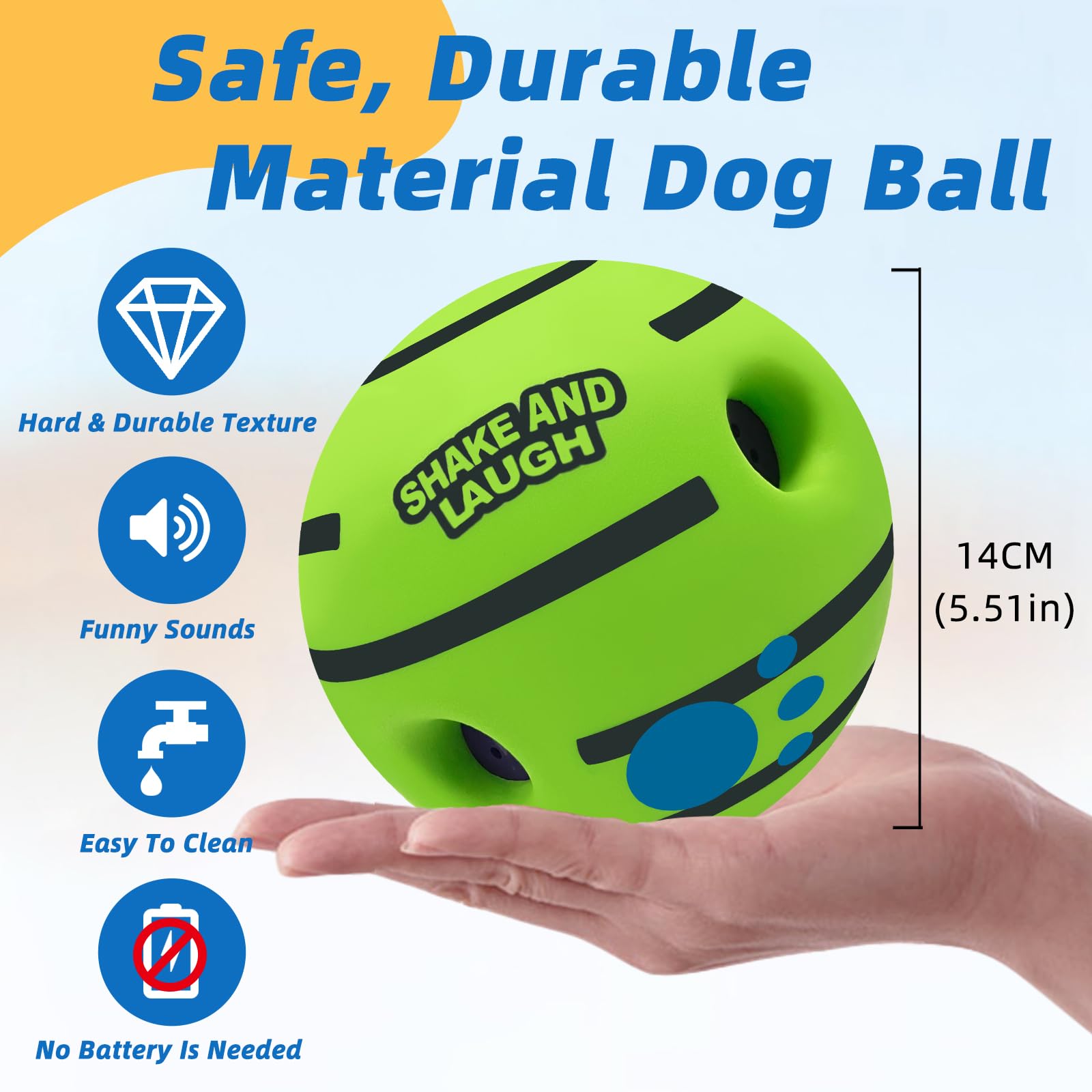 SHAKE AND LAUGH dog ball non-toxic durable PVC for safe play