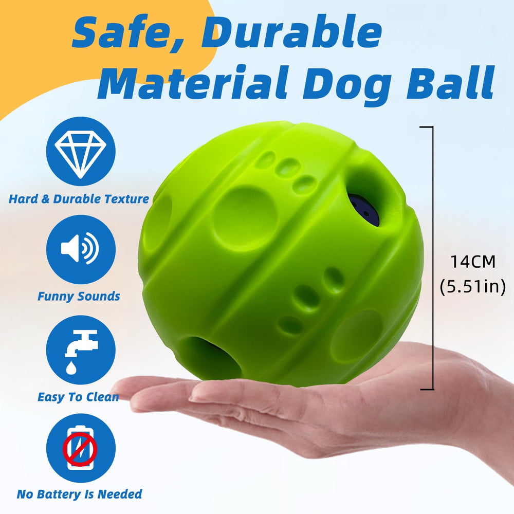 Shake and Laugh dog ball contains whistle tubes for gibbering sounds during rolling.