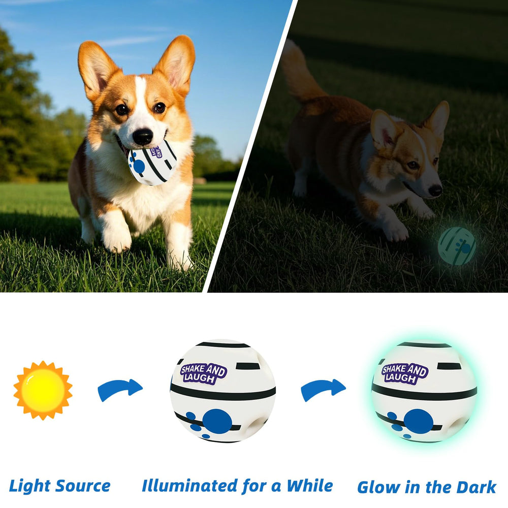 SHAKE AND LAUGH glow-dog-ball-xl non-toxic material supports safe chewing sessions.