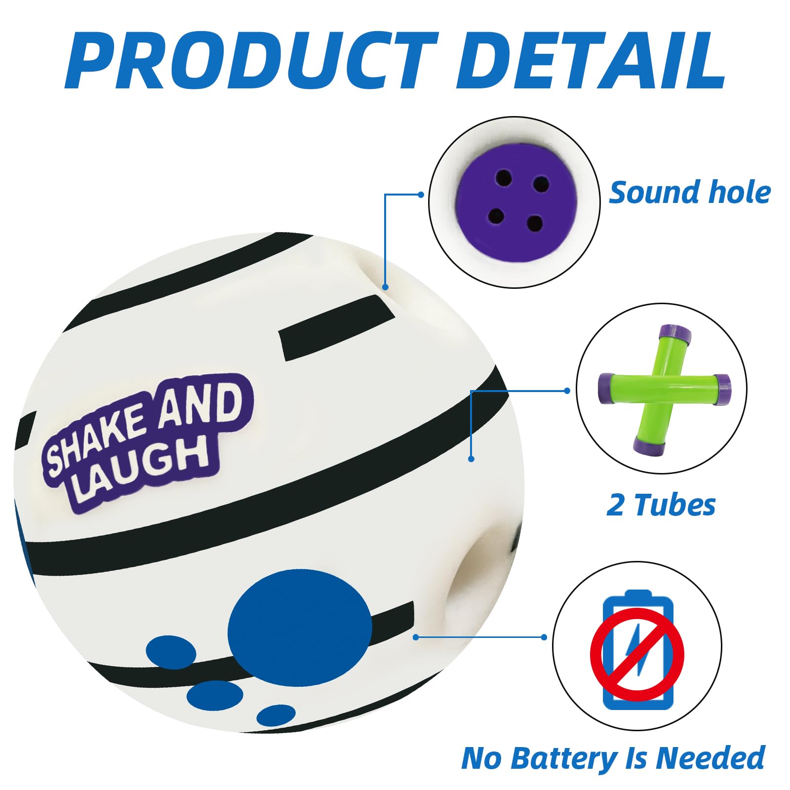 SHAKE AND LAUGH glow-dog-ball-xl closeup shows sturdy PVC for durable play.