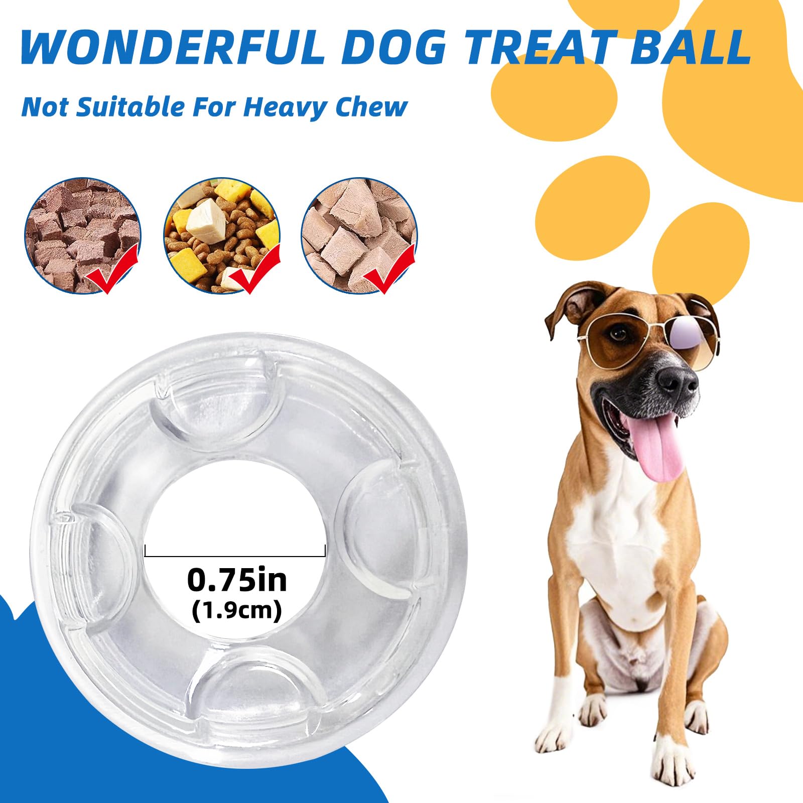 SHAKE AND LAUGH puzzle ball front-view demonstrates easy-clean usage and quick treat replenishment.