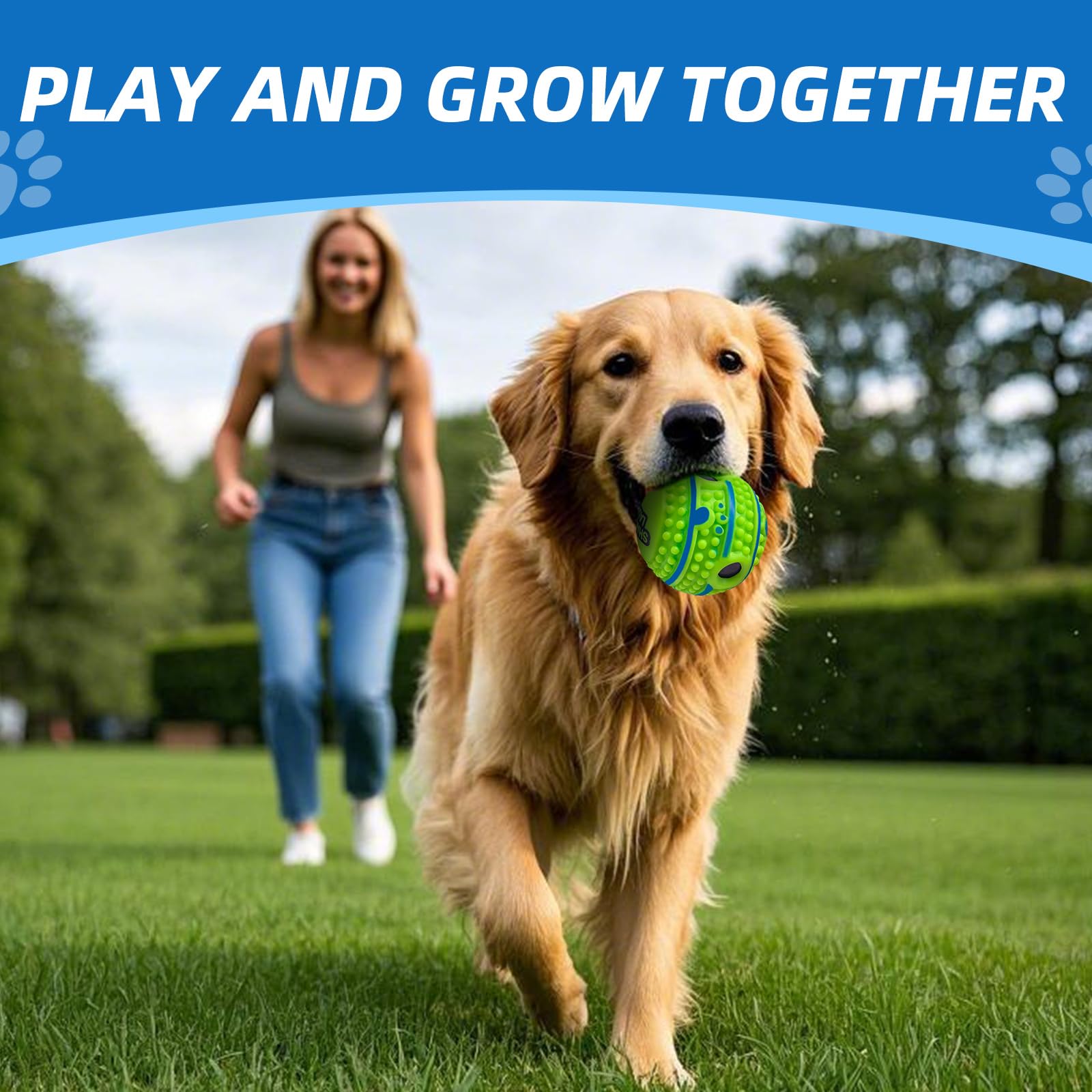 Shake and Laugh spiky-ball depressed-surface grip helps dogs pick up the ball easily.