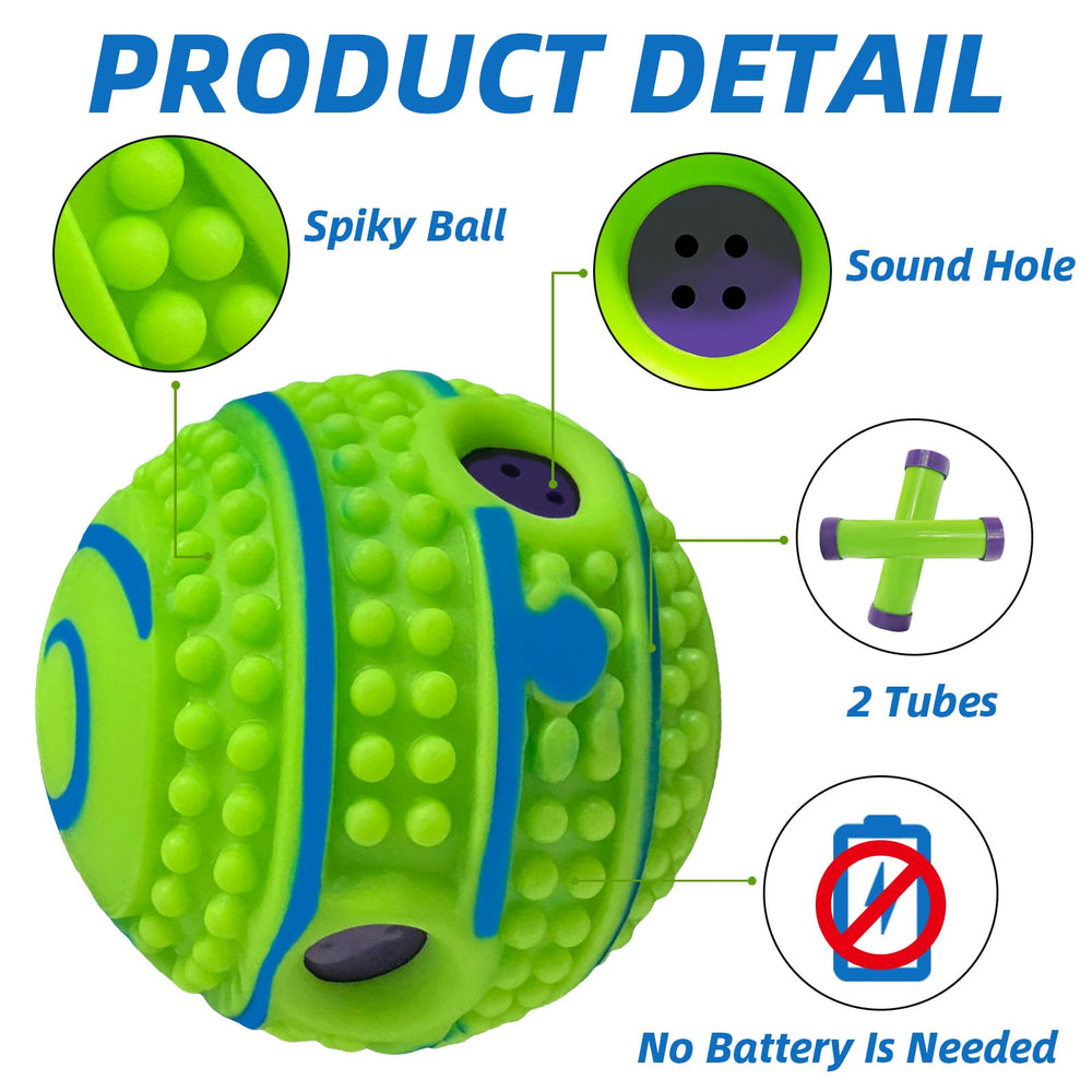 SHAKE AND LAUGH spiky ball gibbering sound engages dogs during play and training.