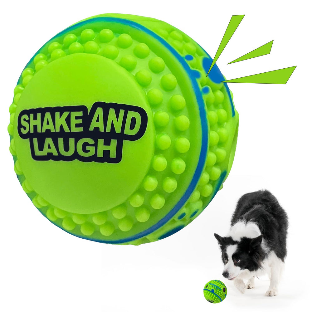 SHAKE AND LAUGH spiky ball straight 10cm ideal for training and fetch with a bite-resistant edge.