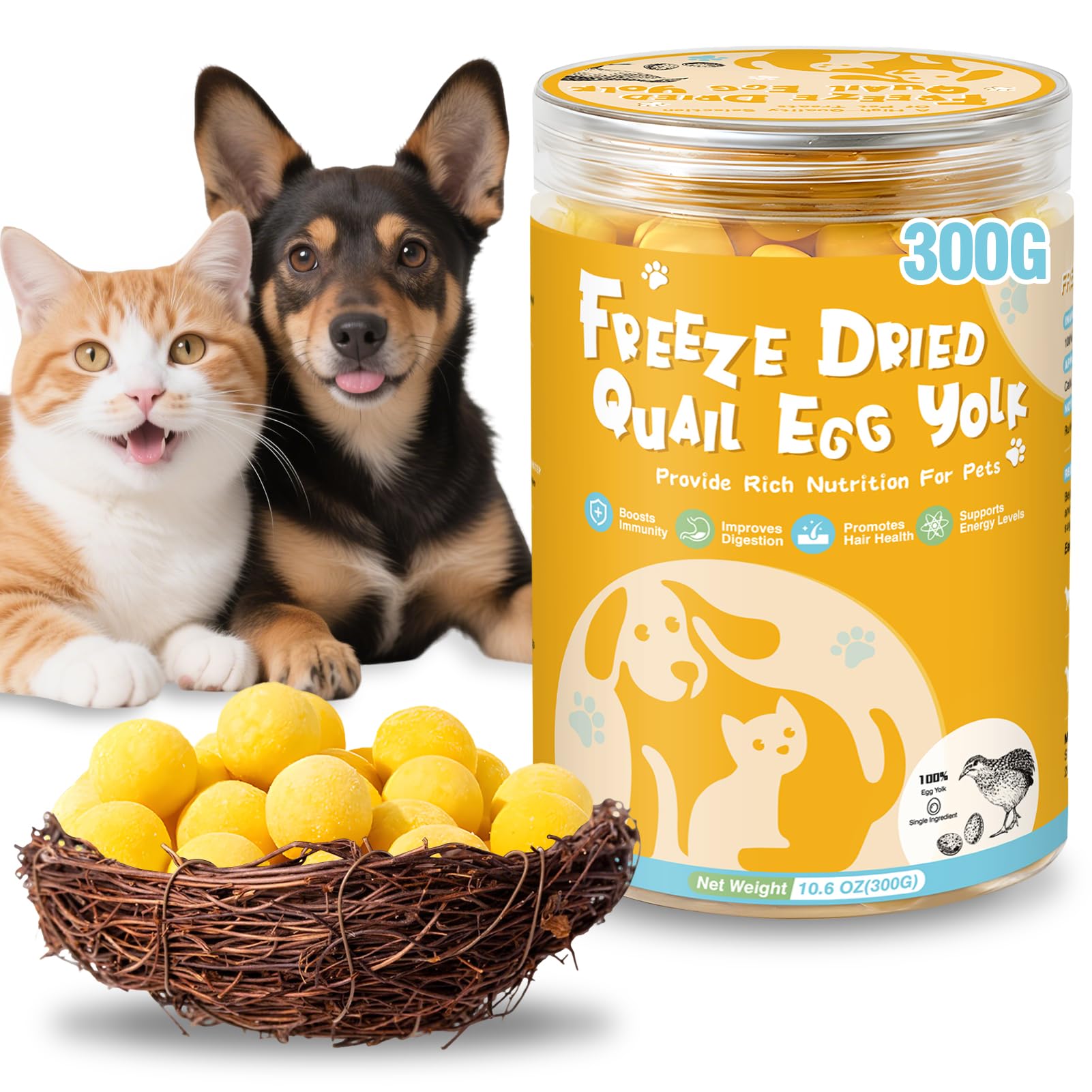 SHANDR freeze dried quail egg yolk front-label image highlights single-ingredient nutrition for simpler diets.