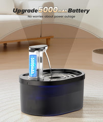 Shandus wireless cat water fountain battery life view highlighting 5000mAh capacity