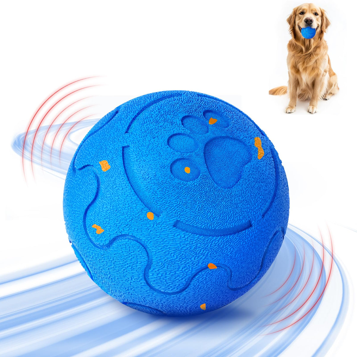 Shapana Interactive Ball front view shows durable E-TPU for tough chewers.