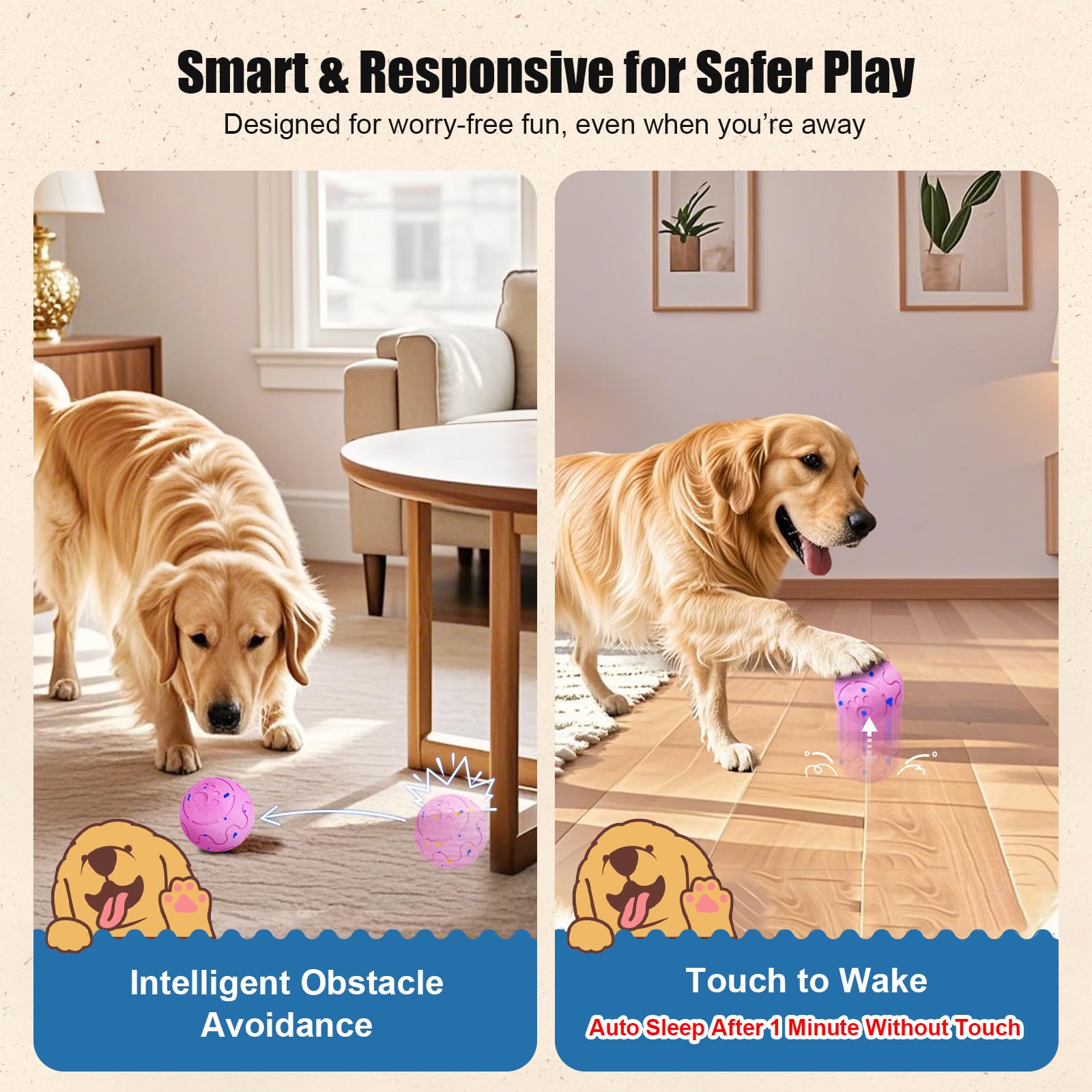 Shapana Interactive Dog Ball water-resistant design for wet grass or indoors.