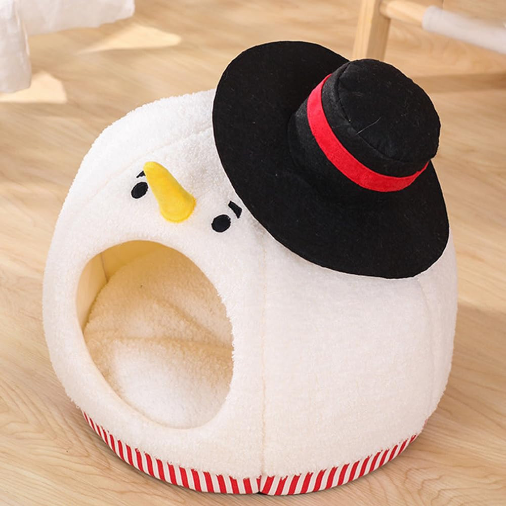 Shapeazy snowman cat bed festive design complements seasonal decor.
