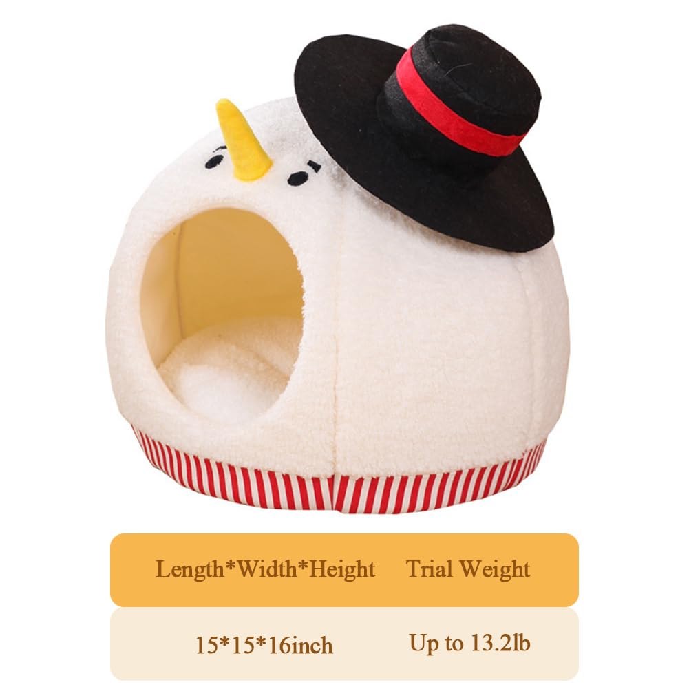 Shapeazy snowman cat bed size 15x15x16 inches fits small pets.