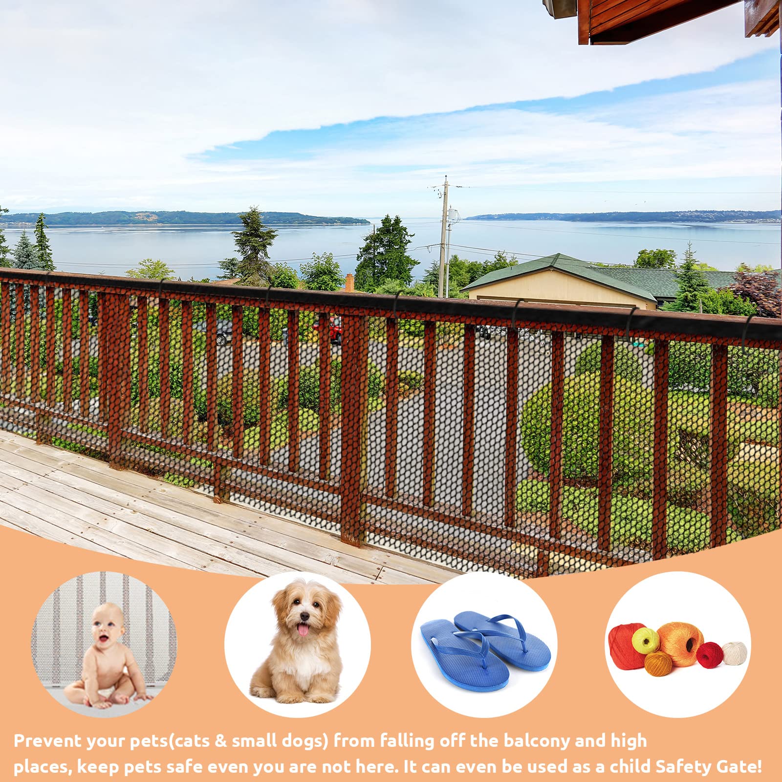 Shappy balcony net easy-clean surface supports quick soap-and-sponge maintenance.