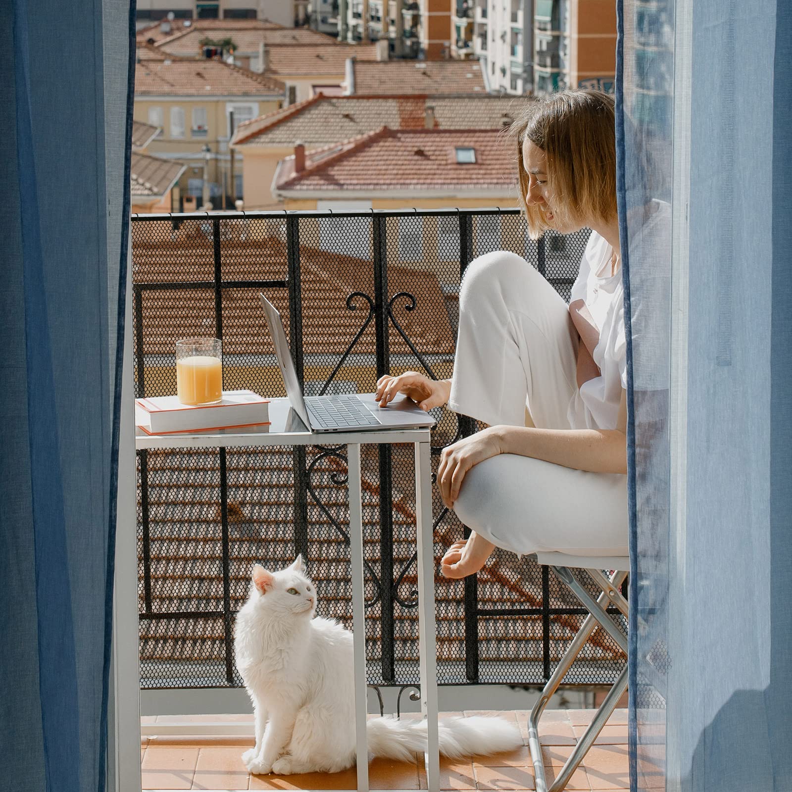 Shappy balcony net package contents illustrate nets, ropes, and ties.