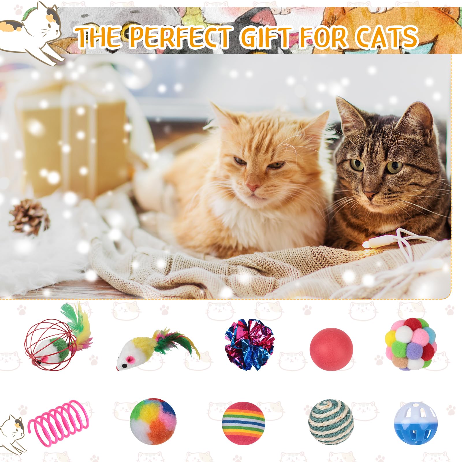 Shappy sisal and plastic bell balls durable toys for play sessions.