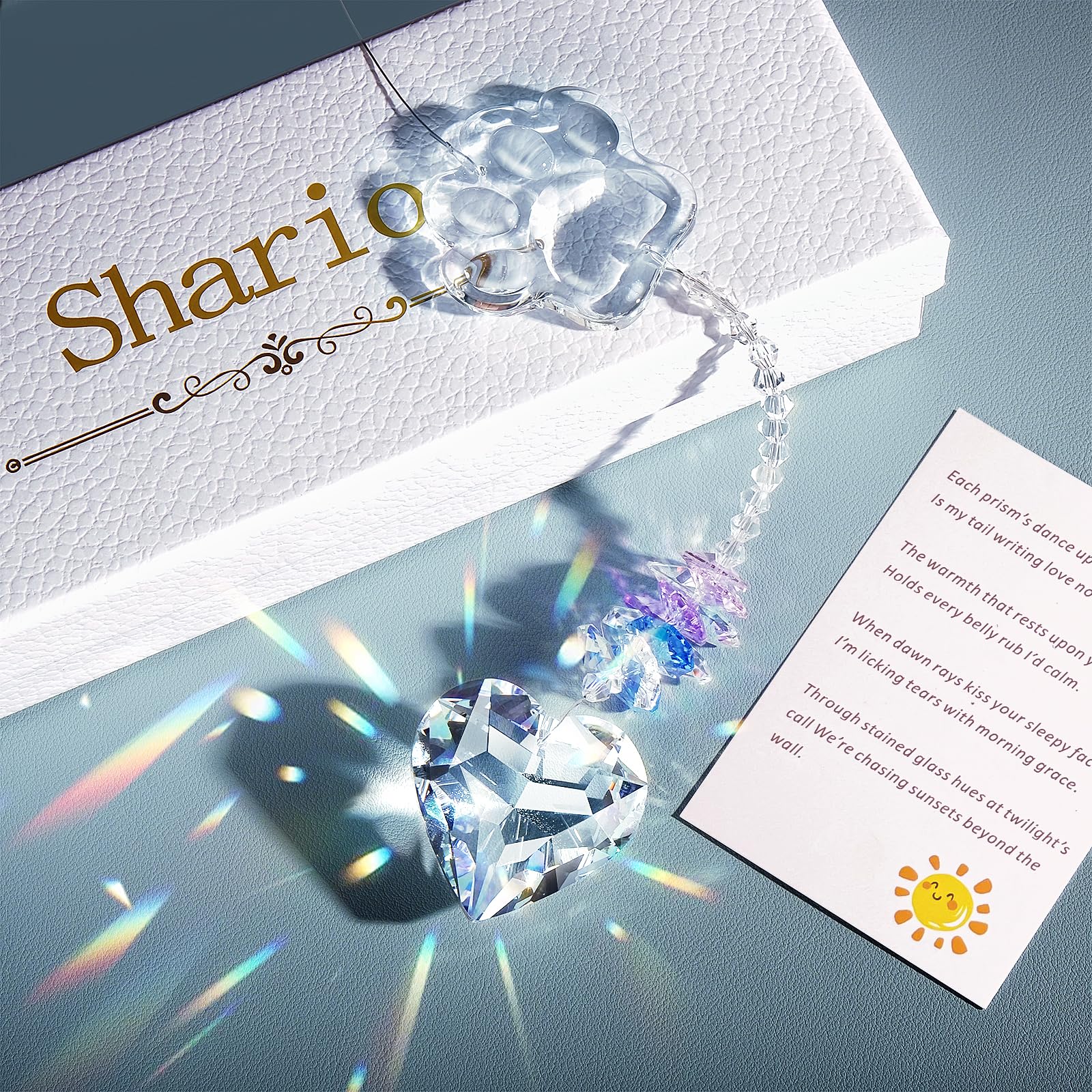 Shario memorial canino: cristal con huella láser ilumina tu hogar.