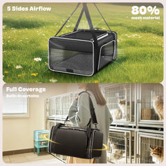 SHARLOVY cat carrier with built-in privacy curtains for calm travel.