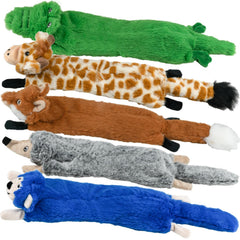 SHARLOVY dog squeaky toys no-stuffing pack closeup shows dual sounds for active play.