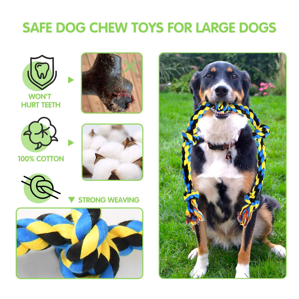 SHARLOVY five-knots cotton rope toy offers durable textures for long chew sessions