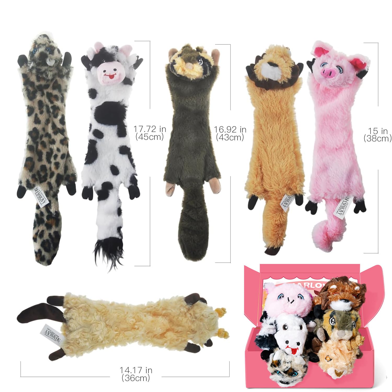SHARLOVY lamb dog toy with no stuffing design for safe squeaky play
